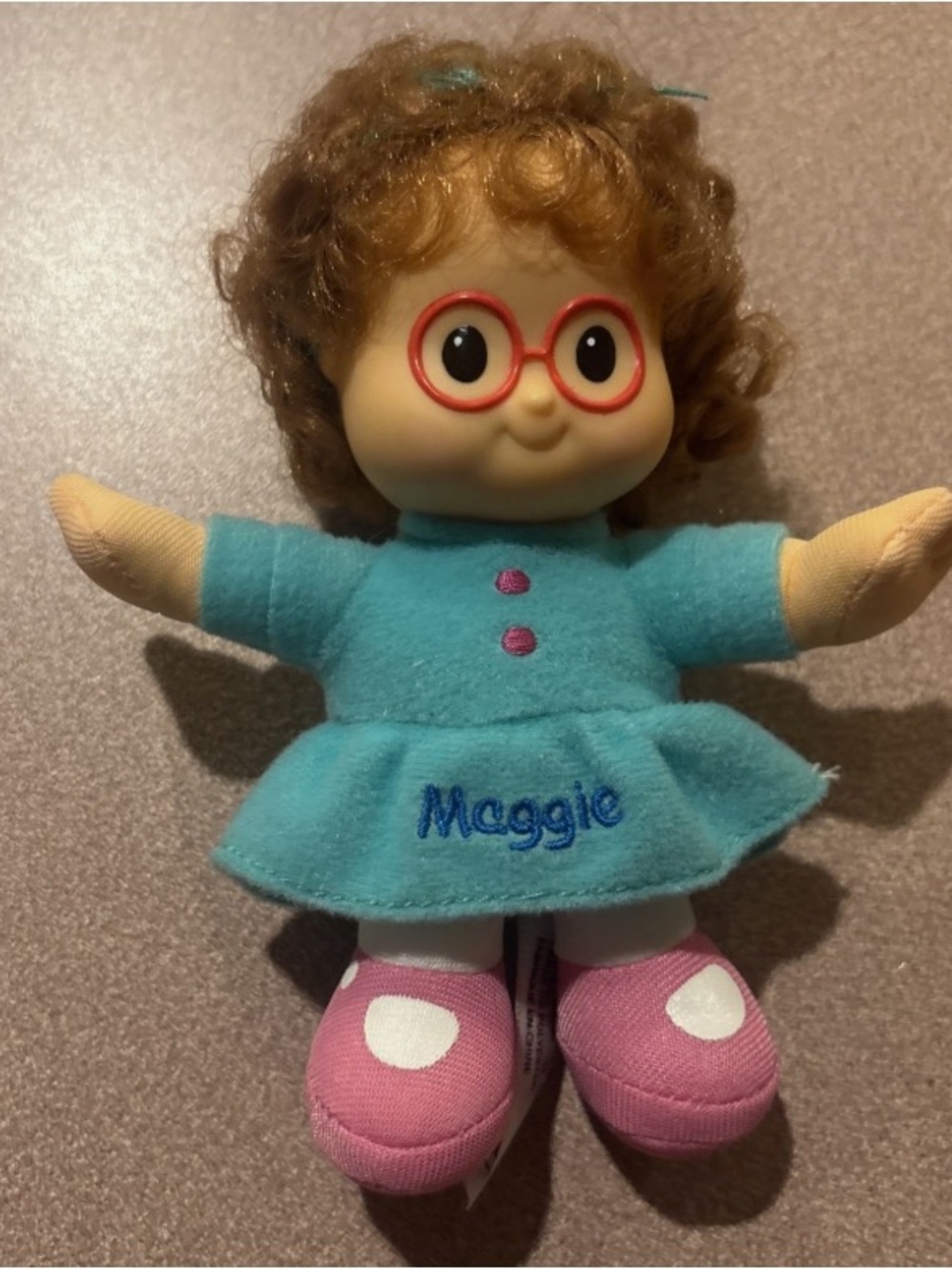 Maggie Plush Doll in Teal Dress with Pink Shoes